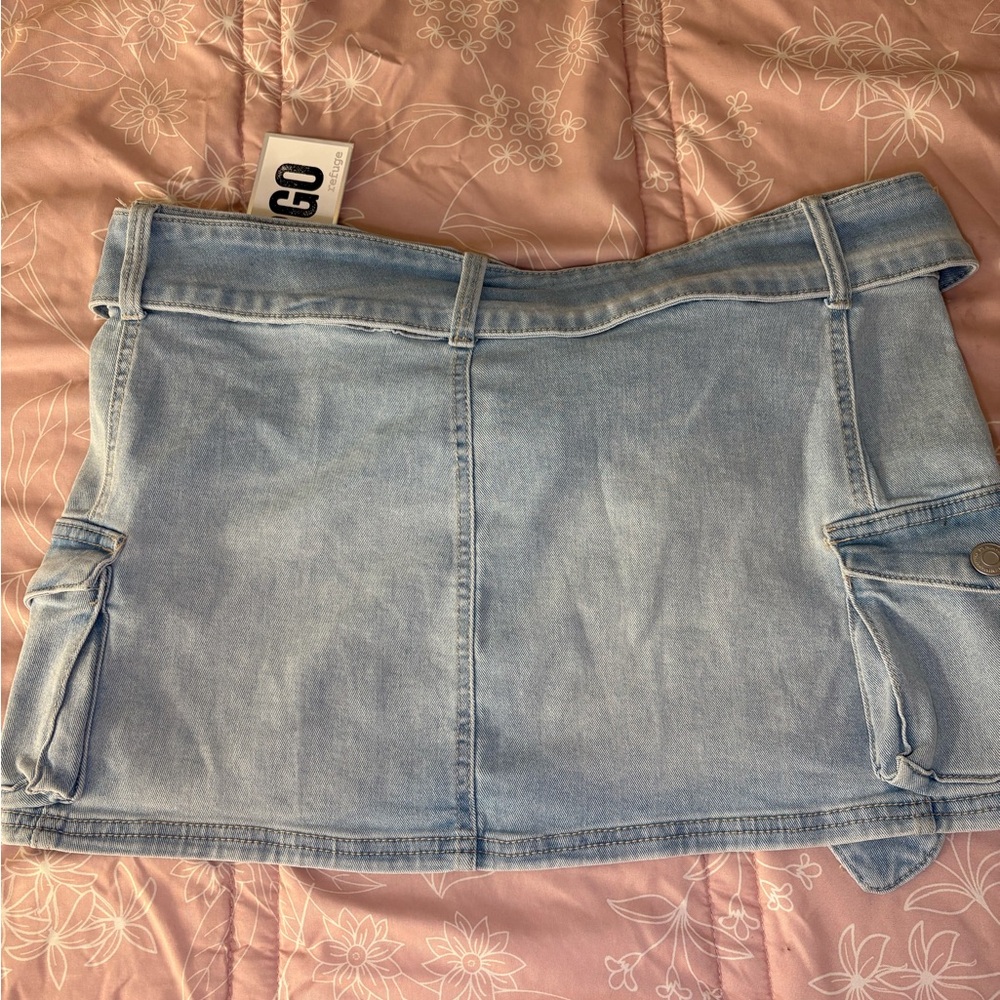 Cargo Denim Skirt with Belt - Picture 4 of 4